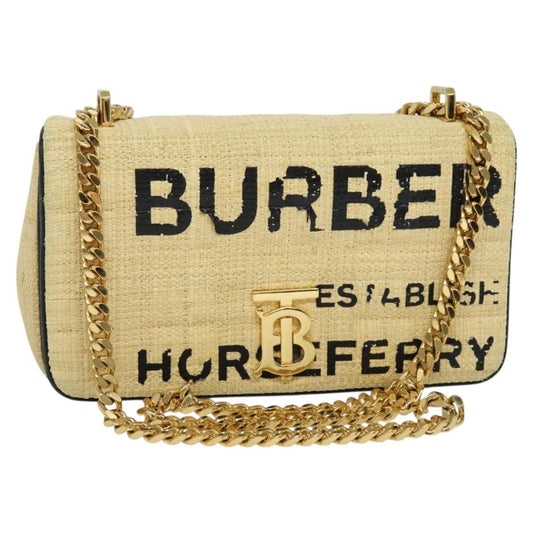 Burberry Lola Shoulder Bag Printed Raffia, BEIGE, WOOD, Shoulder bag