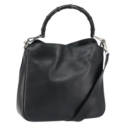Gucci Vintage Bamboo Shoulder Bag Leather, BLACK, LEATHER, Shoulder bag