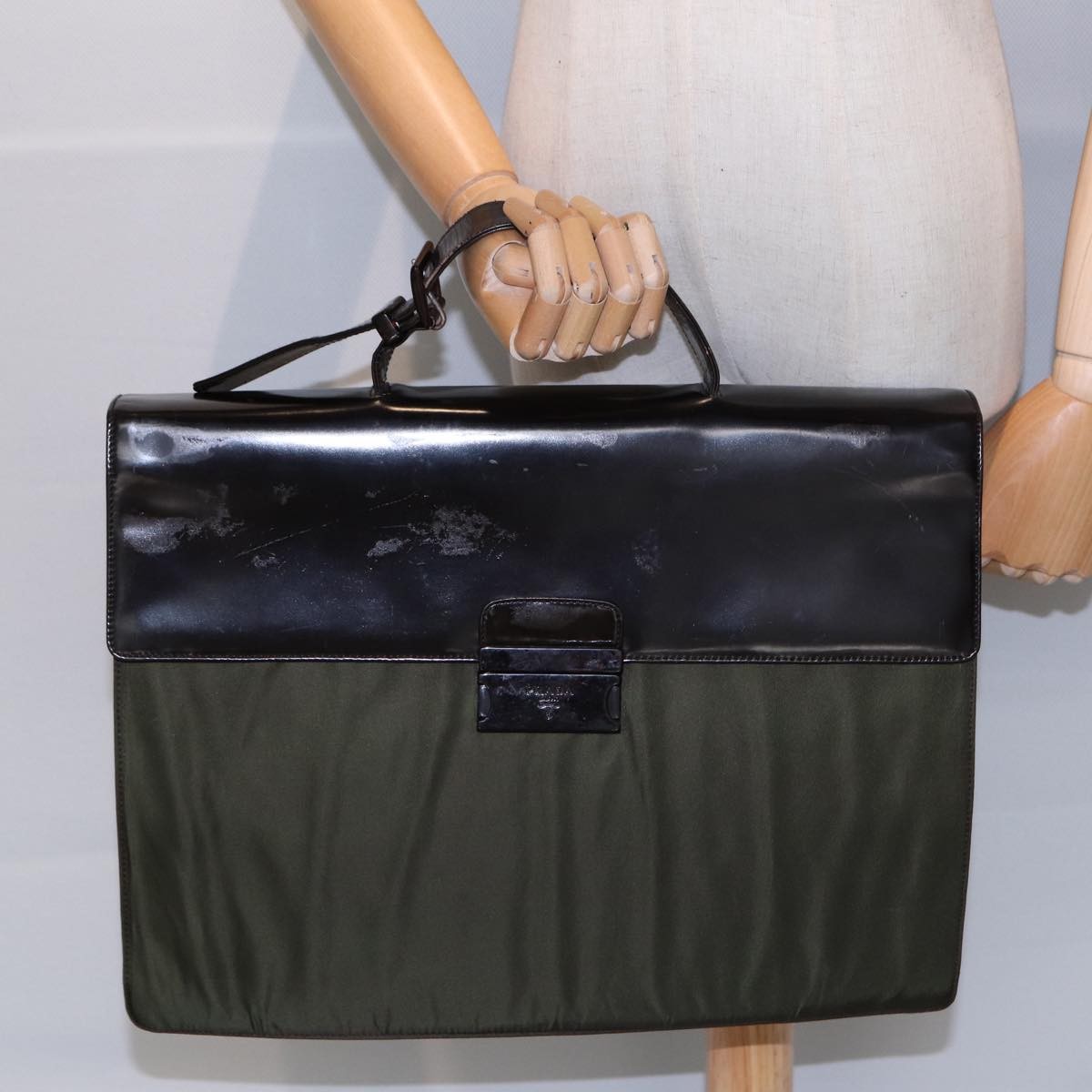 Prada Vintage Briefcase Tessuto, KHAKI, NYLON, Briefcase