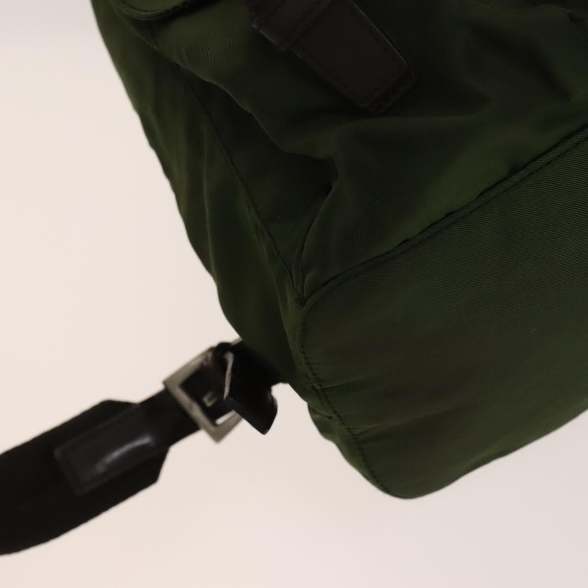 Prada Vela Double Front Pocket Backpack Tessuto with Saffiano Leather, KHAKI, NYLON, Backpack