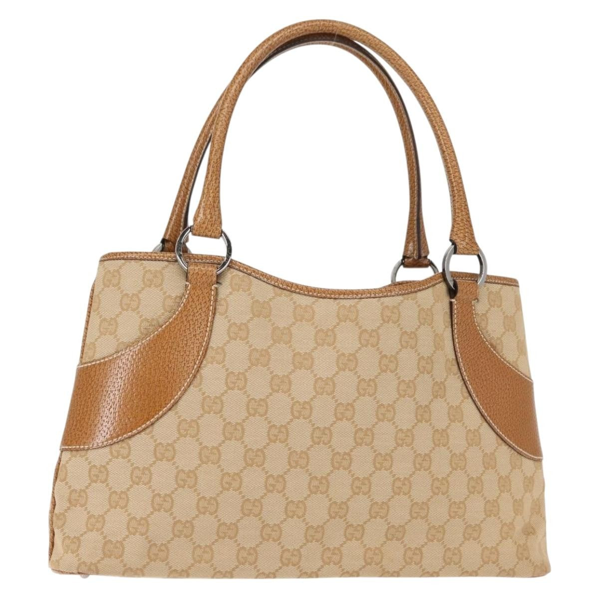 Gucci Vintage Ring Tote GG Canvas with Leather, BEIGE, CANVAS, Tote bag