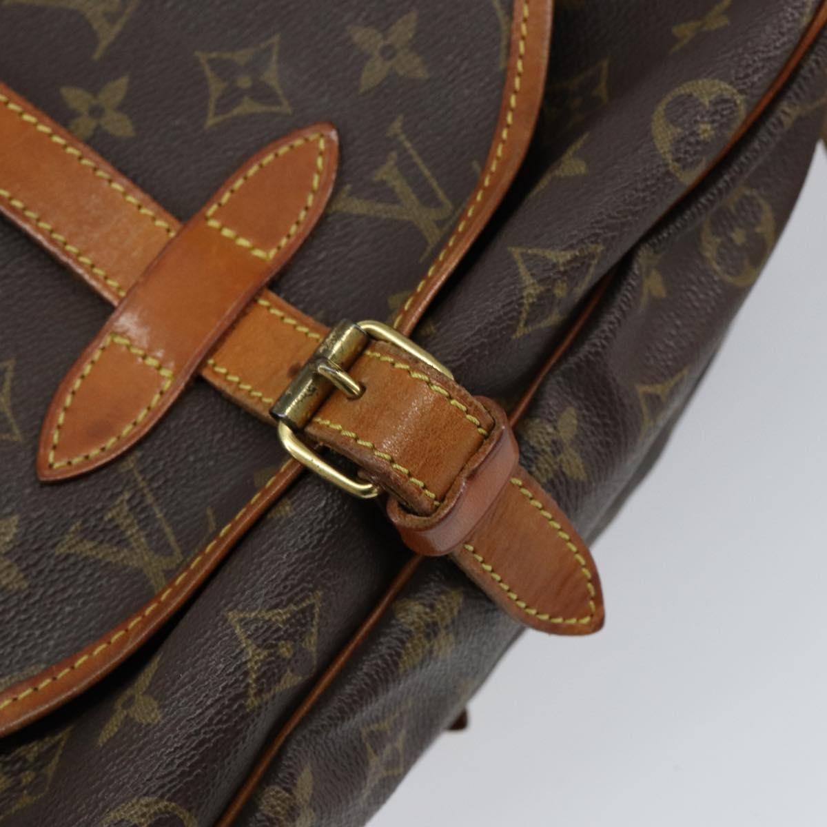 Louis Vuitton Saumur Handbag Monogram Canvas, BROWN, CANVAS, Shoulder bag