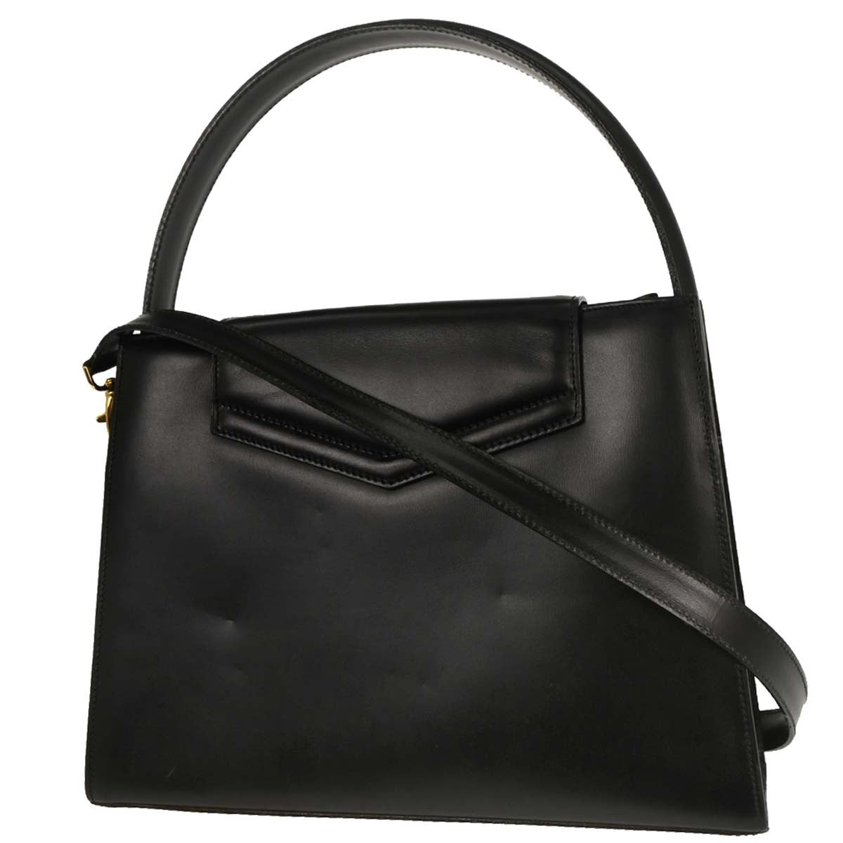 Celine Gancini Handbag Leather, BLACK, LEATHER, Handbag