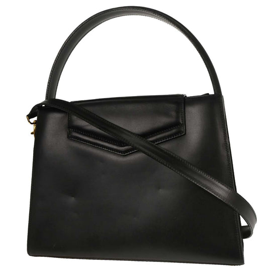 Celine Gancini Handbag Leather, BLACK, LEATHER, Handbag