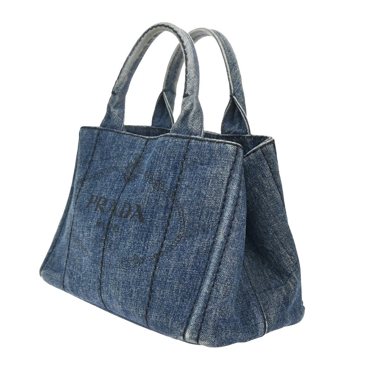 Prada Canapa Open Tote Denim, BLUE, DENIM_JEANS, Tote bag