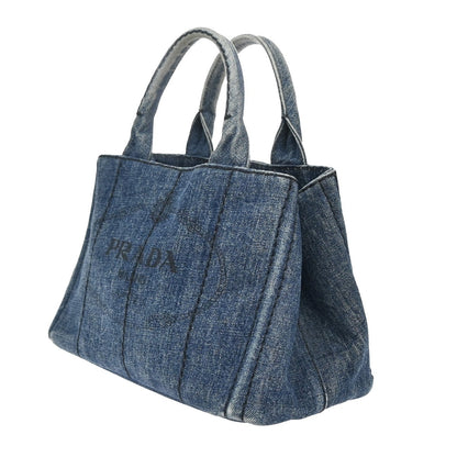 Prada Canapa Open Tote Denim, BLUE, DENIM_JEANS, Tote bag