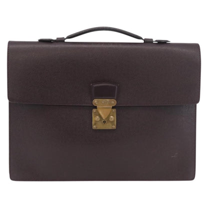 Louis Vuitton Serviette Kourad Briefcase Taiga Leather, Burgundy, Leather, Briefcase