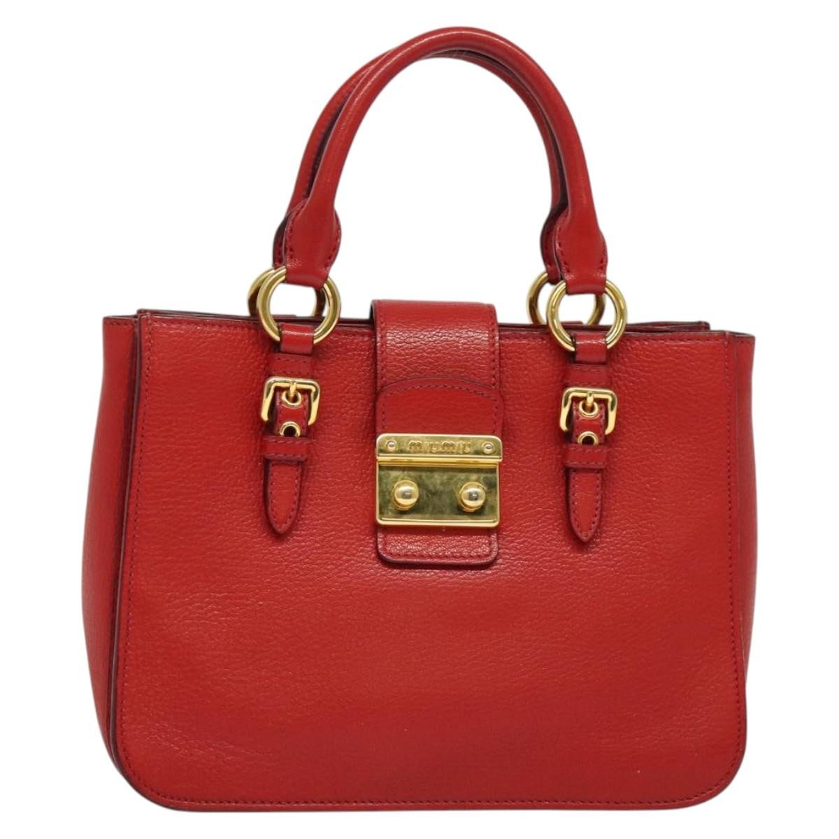 Miu Miu Madras Convertible Lock Tote Leather, RED, LEATHER, Handbag