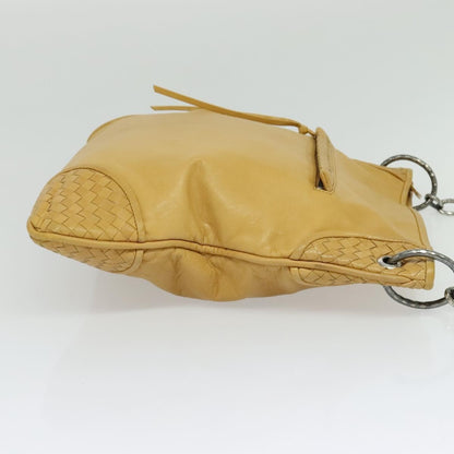 Bottega Veneta Chain Link Shoulder Bag Leather with Intrecciato, YELLOW, LEATHER, Shoulder bag