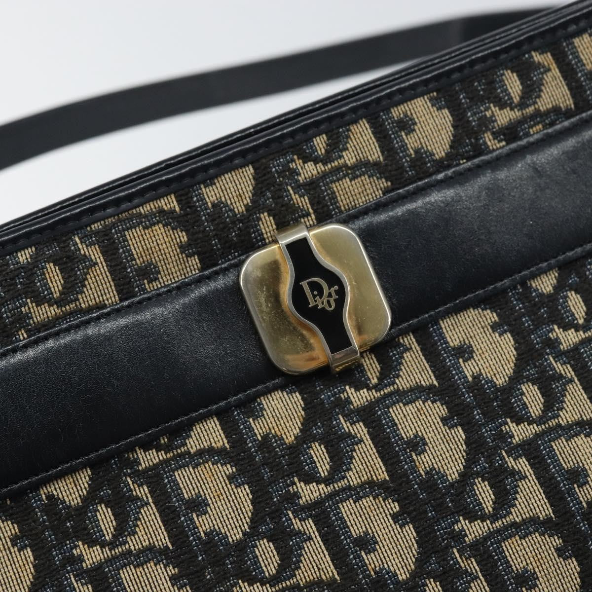 Christian Dior Vintage Trotter Shoulder Bag Canvas, NAVY, CANVAS, Shoulder bag