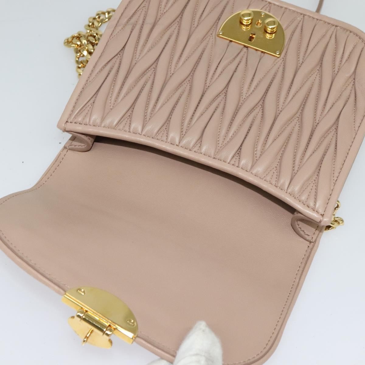 Miu Miu Chain Flap Crossbody Bag Matelasse Leather, BEIGE, LEATHER, Crossbody bag