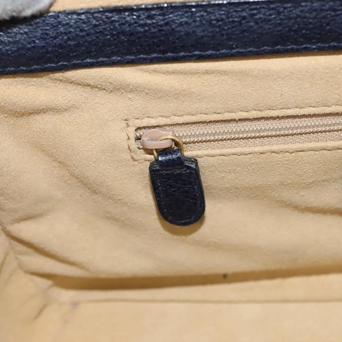 Gucci Vintage Bamboo Vanity Case Leather, NAVY, LEATHER, Handbag