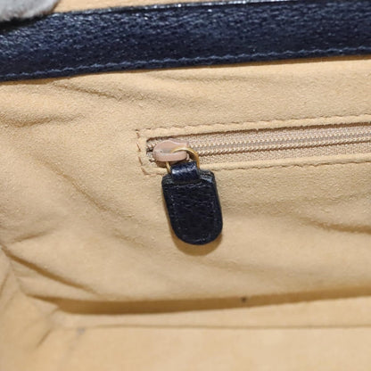 Gucci Vintage Bamboo Vanity Case Leather, NAVY, LEATHER, Handbag