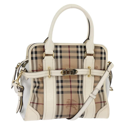 Burberry Minford Satchel Haymarket Coated Canvas, BEIGE, CANVAS, Tote bag