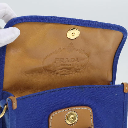 Prada Push Lock Flap Shoulder Bag Canvas, BLUE, CANVAS, Shoulder bag