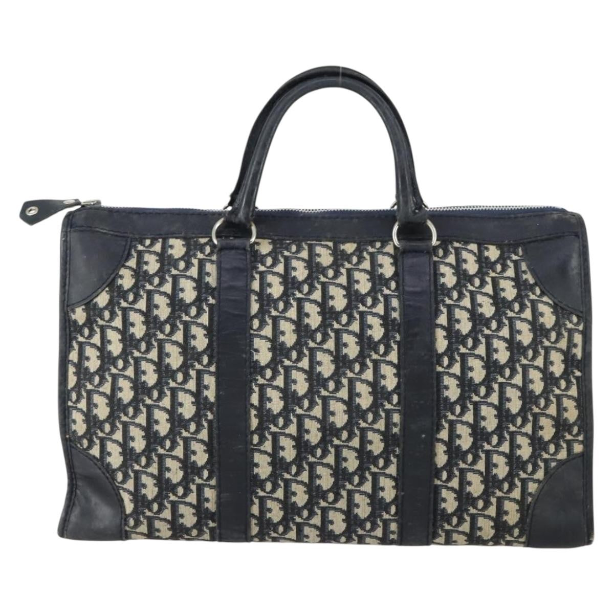 Christian Dior Vintage Trotter Boston Bag Canvas, NAVY, CANVAS, Travel bag