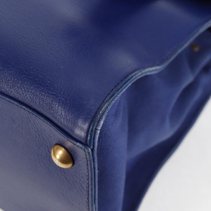 Saint Laurent Muse Two Bag Leather with Canvas, BLUE, LEATHER, Handbag