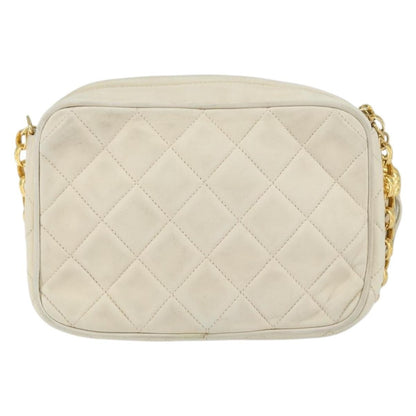 Chanel Vintage Front Pocket Camera Bag Quilted Lambskin, BEIGE, LEATHER, Shoulder bag