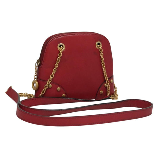 Celine Zip Around Chain Shoulder Bag Leather, RED, LEATHER, Shoulder bag