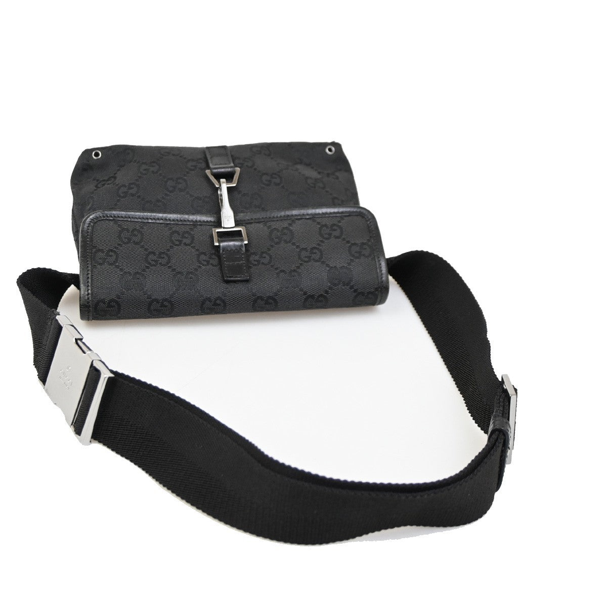 Gucci Vintage Jackie Waist Bag GG Canvas, BLACK, CANVAS, Shoulder bag