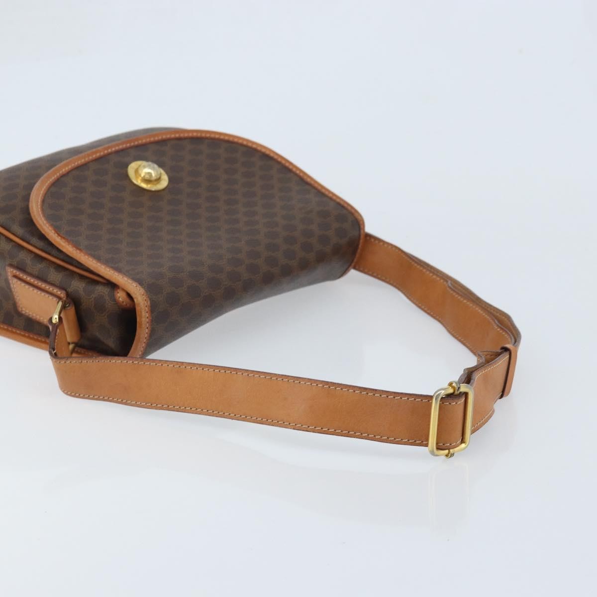 Celine Vintage Macadam Shoulder Bag Canvas and Leather, BROWN, CANVAS, Shoulder bag