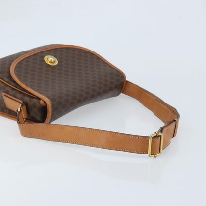 Celine Vintage Macadam Shoulder Bag Canvas and Leather, BROWN, CANVAS, Shoulder bag