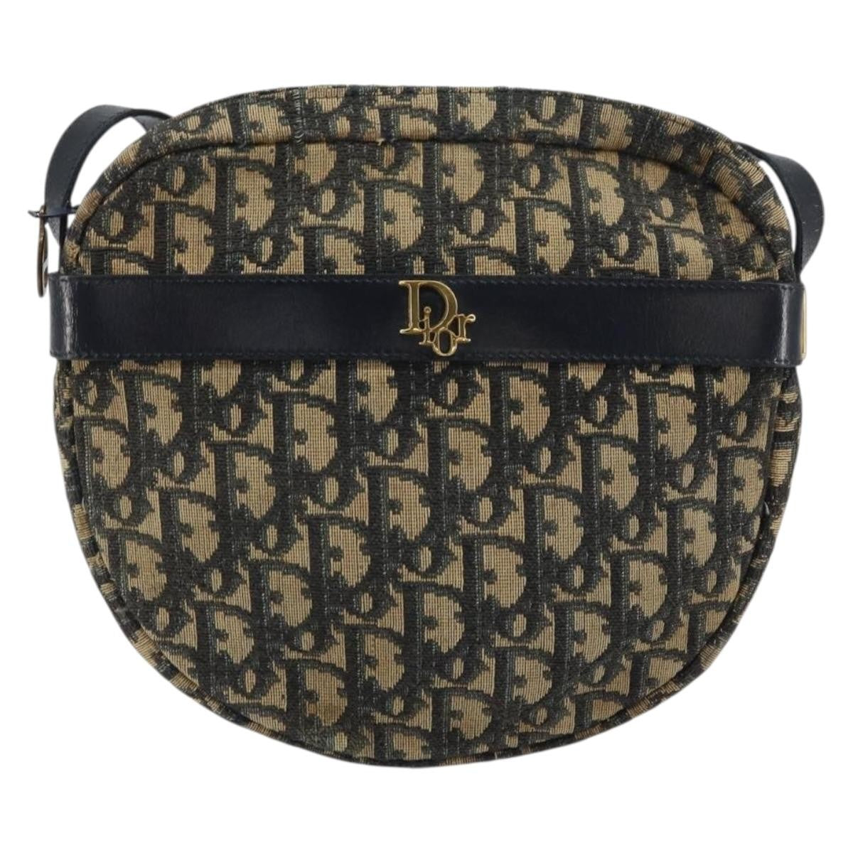 Christian Dior Vintage Trotter Shoulder Bag Canvas, NAVY, CANVAS, Shoulder bag