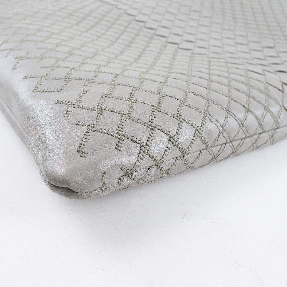 Bottega Veneta Portfolio Pouch Intrecciato Nappa, GRAY, CALFSKIN, Clutche & pouche