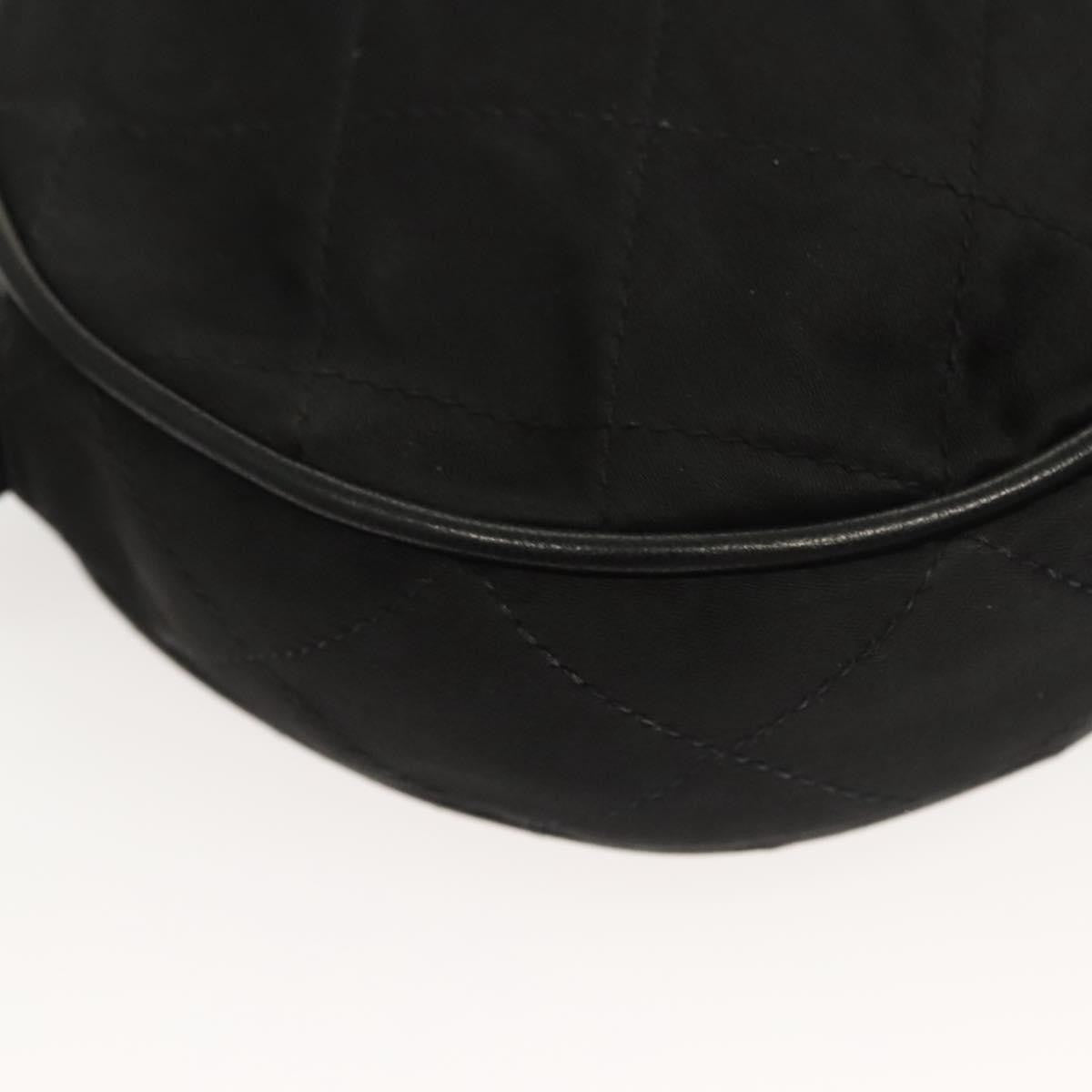 Chanel Vintage Round Tassel Crossbody Bag Quilted Satin, BLACK, SATIN, Crossbody bag