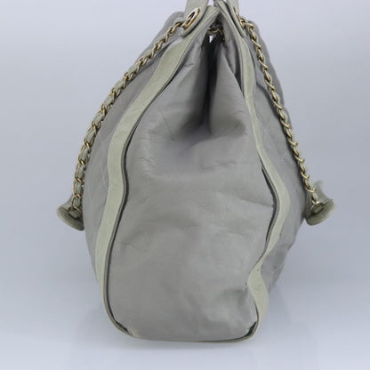 Chanel Chain Shoulder Bag Leather, GRAY, LEATHER, Shoulder bag