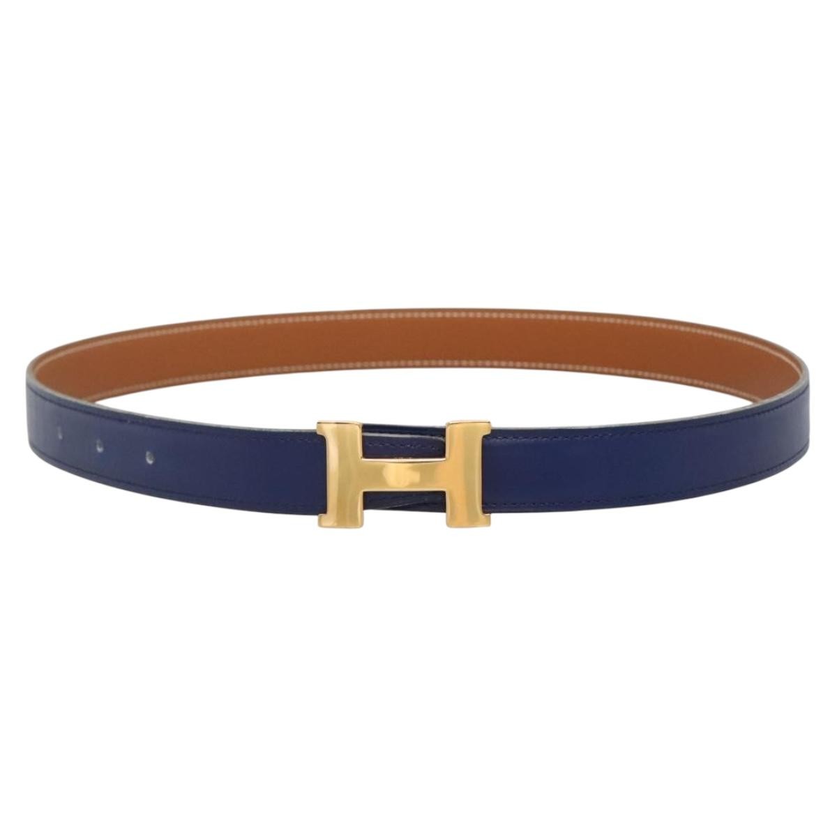 Hermes Constance Belt Leather, BLUE, LEATHER, Belts