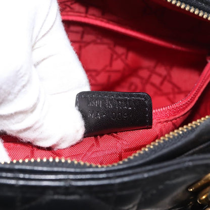 Christian Dior Lady Dior Bag Leather, BLACK, LEATHER, Handbag