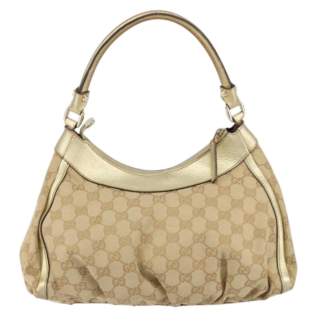 Gucci D Ring Hobo GG Canvas, BEIGE, CANVAS, Handbag