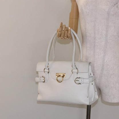 Salvatore Ferragamo Virna Satchel Leather, WHITE, LEATHER, Handbag