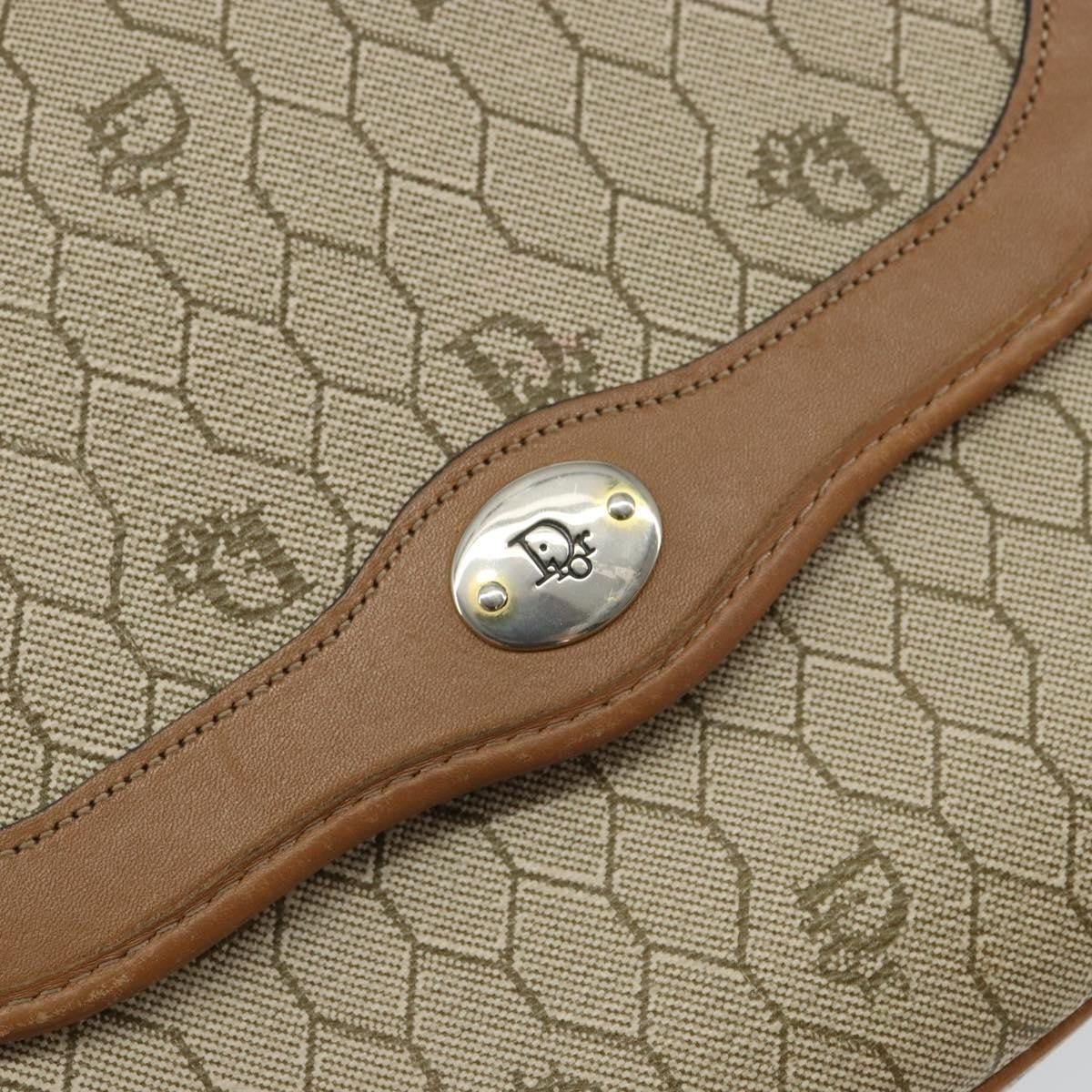 Christian Dior Vintage Honeycomb Shoulder Bag Canvas and Leather, BEIGE, CANVAS, Shoulder bag
