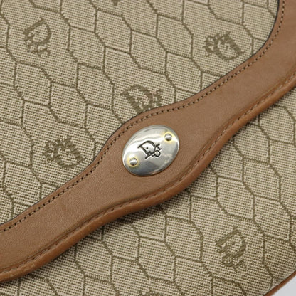 Christian Dior Vintage Honeycomb Shoulder Bag Canvas and Leather, BEIGE, CANVAS, Shoulder bag