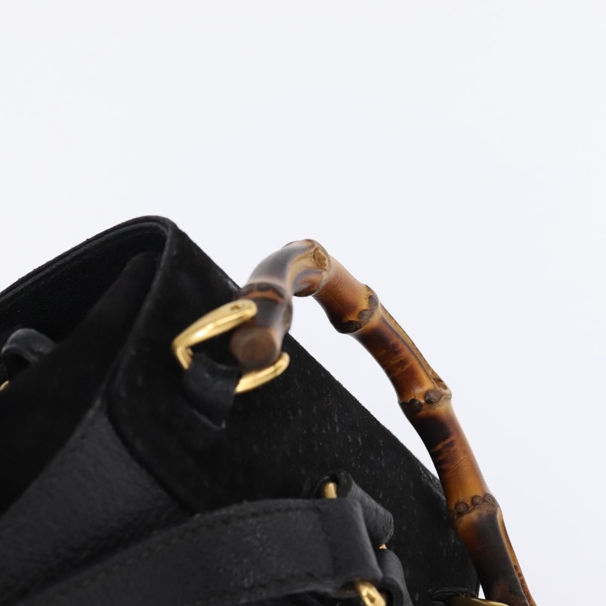 Gucci Vintage Bamboo Backpack Suede, BLACK, SUEDE, Backpack