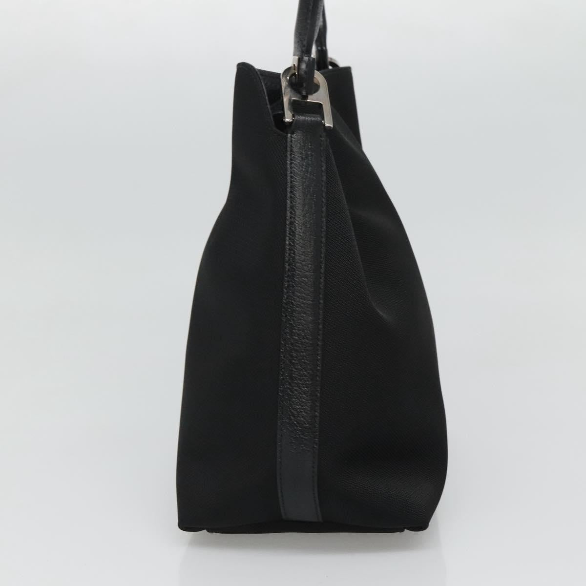 Salvatore Ferragamo Gancini handbag Canvas, BLACK, CANVAS, Handbag