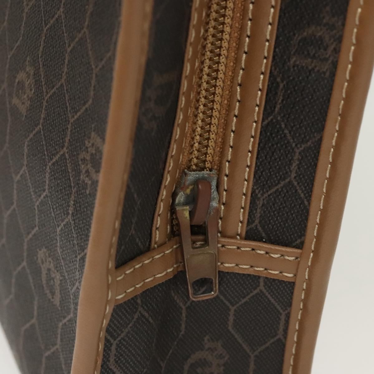 Christian Dior Vintage Honeycomb Zip Pouch Coated Canvas, BLACK, PVC,CANVAS, Clutche & pouche