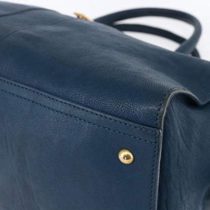 Saint Laurent Chyc Cabas Tote Leather, BLUE, LEATHER, Tote bag