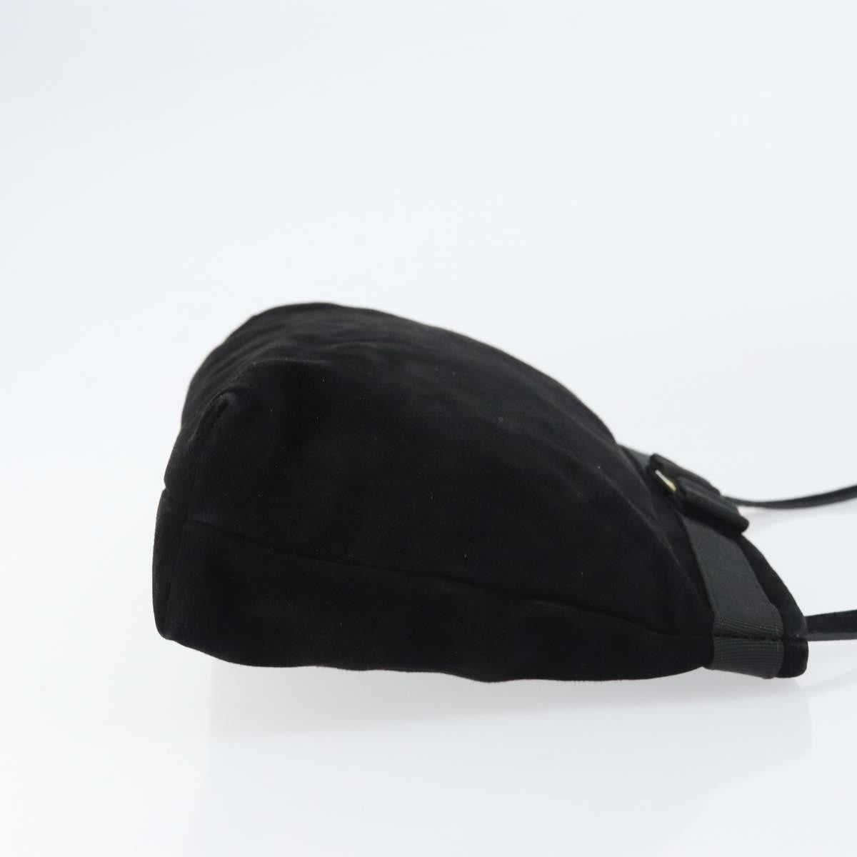 Salvatore Ferragamo Vala Shoulder Bag Suede, BLACK, SUEDE, Shoulder bag