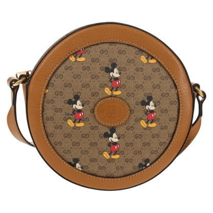 Gucci Disney Mickey Mouse Round Shoulder Bag Printed Mini GG Coated Canvas, BEIGE, CANVAS, Shoulder bag