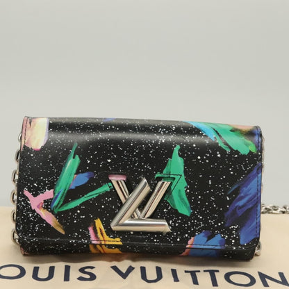 Louis Vuitton Twist Chain Wallet Limited Edition Printed Leather, BLACK, LEATHER, Clutche & pouche