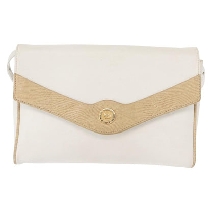 Celine Shoulder Bag Leather, WHITE, LEATHER, Shoulder bag