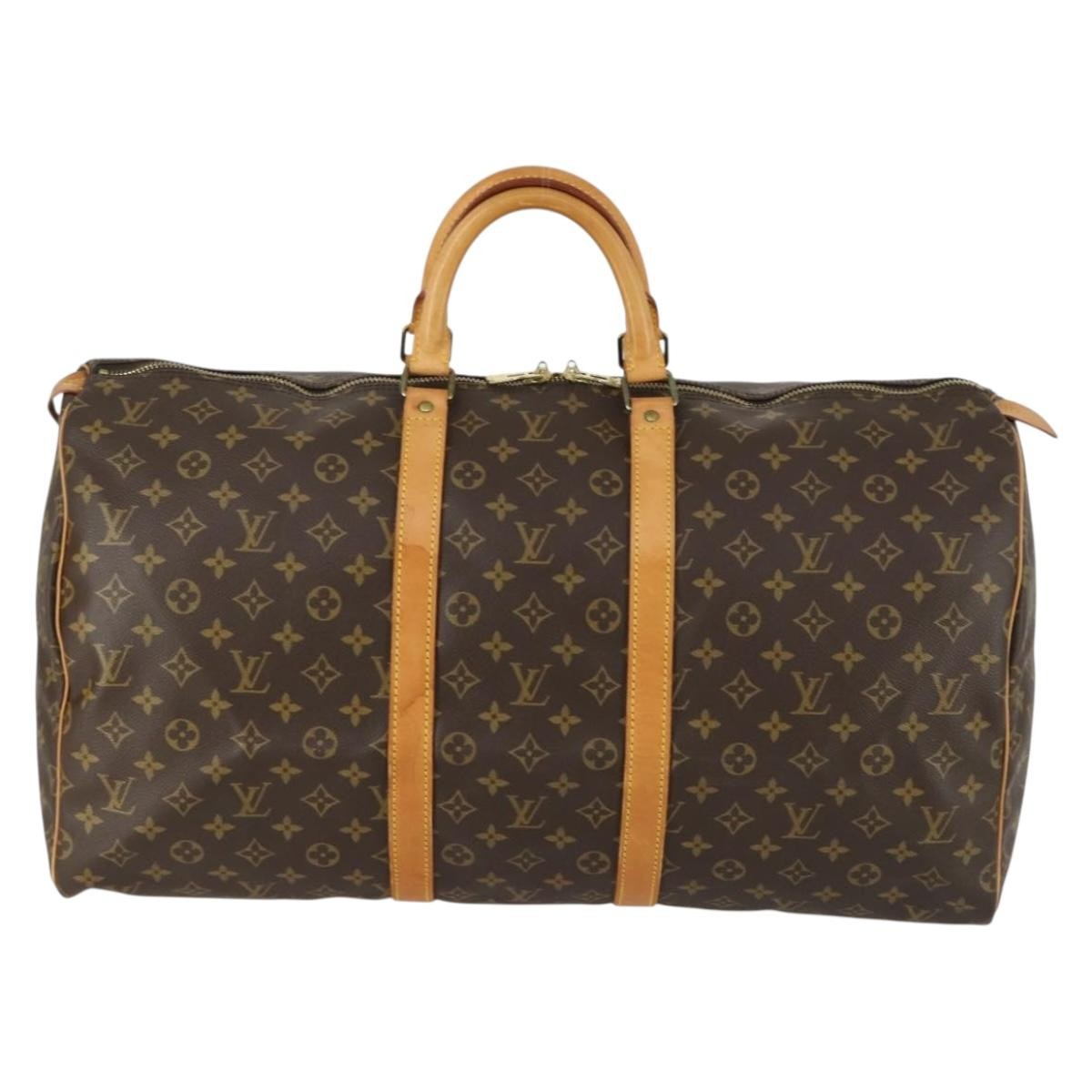 Louis Vuitton Keepall Bag Monogram Canvas, BROWN, CANVAS, Travel bag