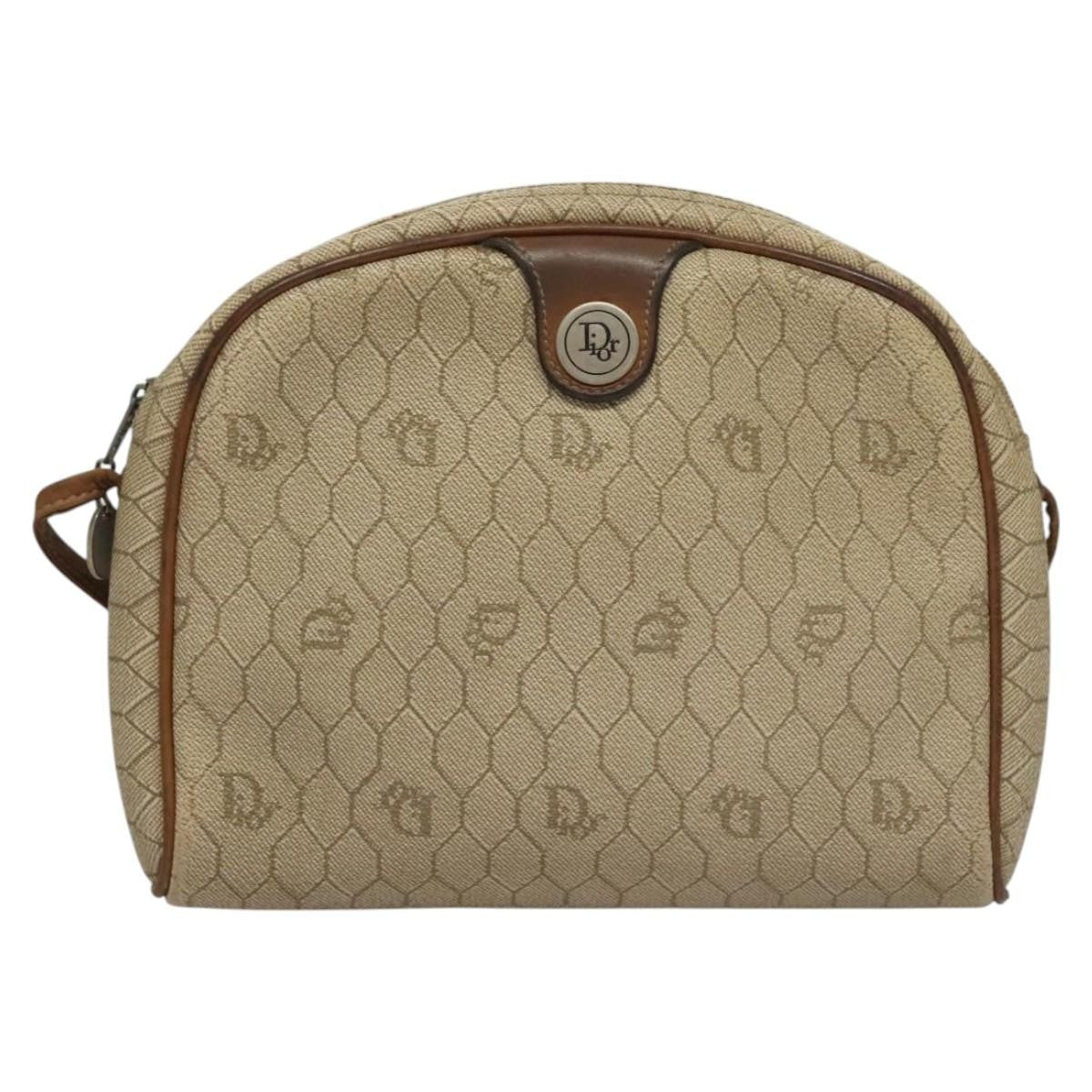 Christian Dior Vintage Honeycomb Shoulder Bag Canvas, BEIGE, CANVAS, Shoulder bag