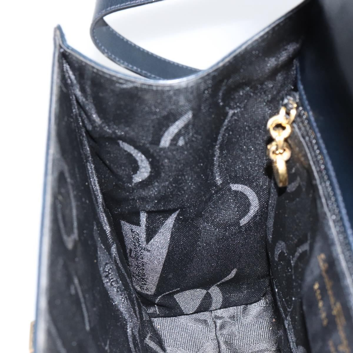 Salvatore Ferragamo Gancini Shoulder Bag Leather, NAVY, LEATHER, Shoulder bag