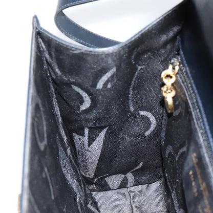 Salvatore Ferragamo Gancini Shoulder Bag Leather, NAVY, LEATHER, Shoulder bag