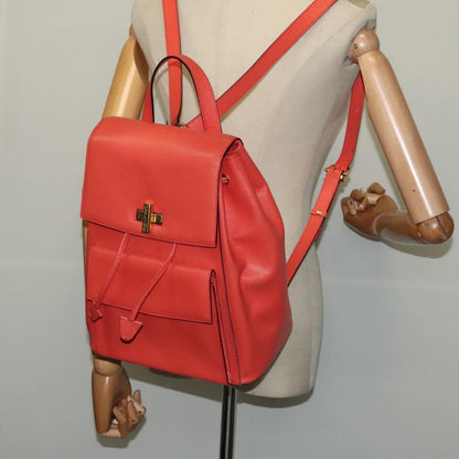 Celine Backpack Leather, ORANGE, LEATHER, Backpack