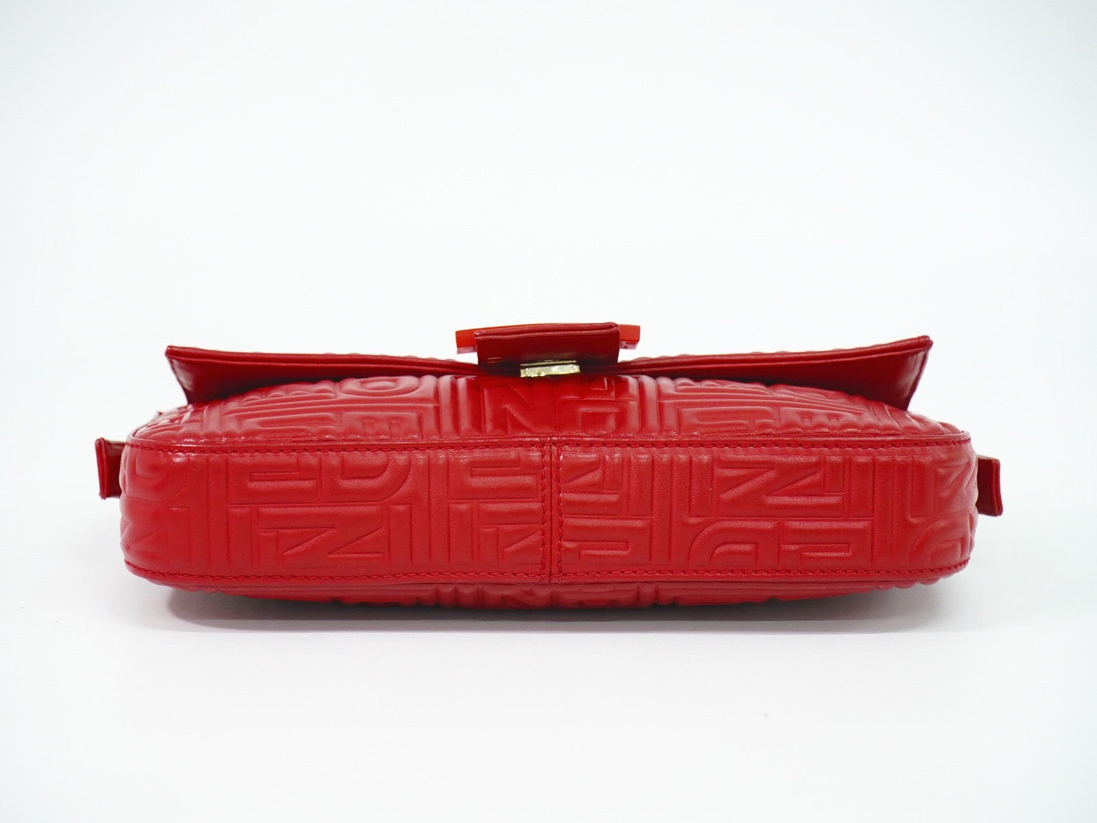 Fendi Mamma baguette Leather, Red, Leather, Handbag